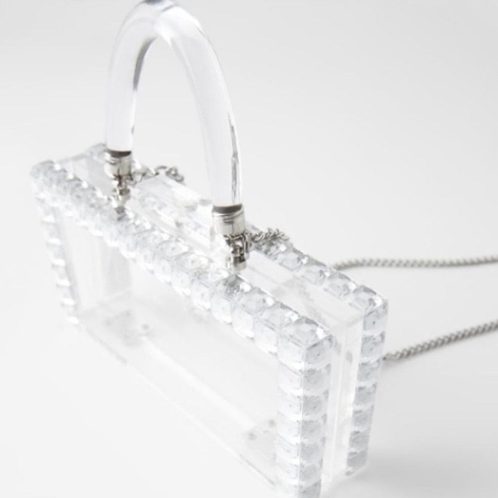 Zara transparent rigid mini box bag clutch / crossbody